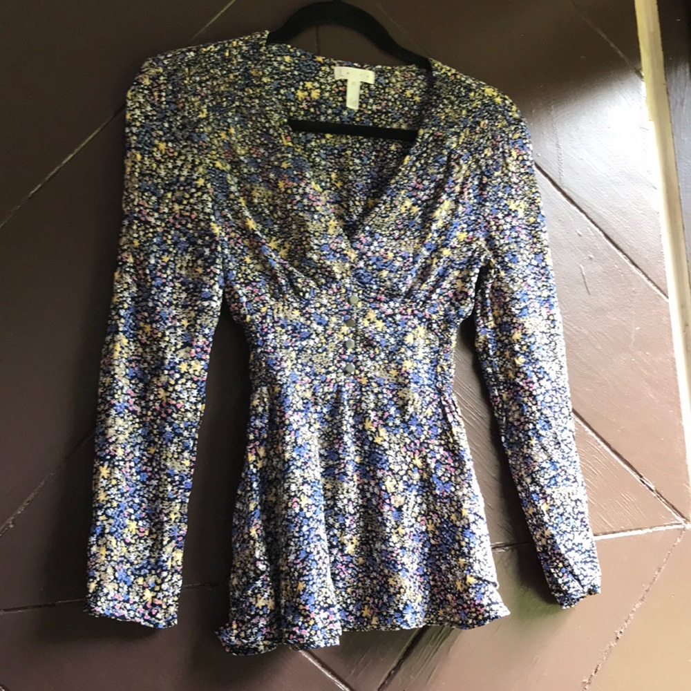 Leith Floral Peplum Blouse Women’s XS NWOT